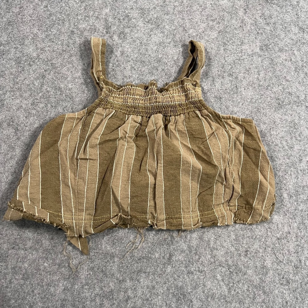 Free People Army Olive Green‎ Girl Like Me Smocked Crop Top Women's Size XS